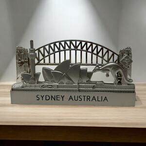 Sydney Australia Souvenir Business Card Holder Metal Desk Landmarks Kangaroo